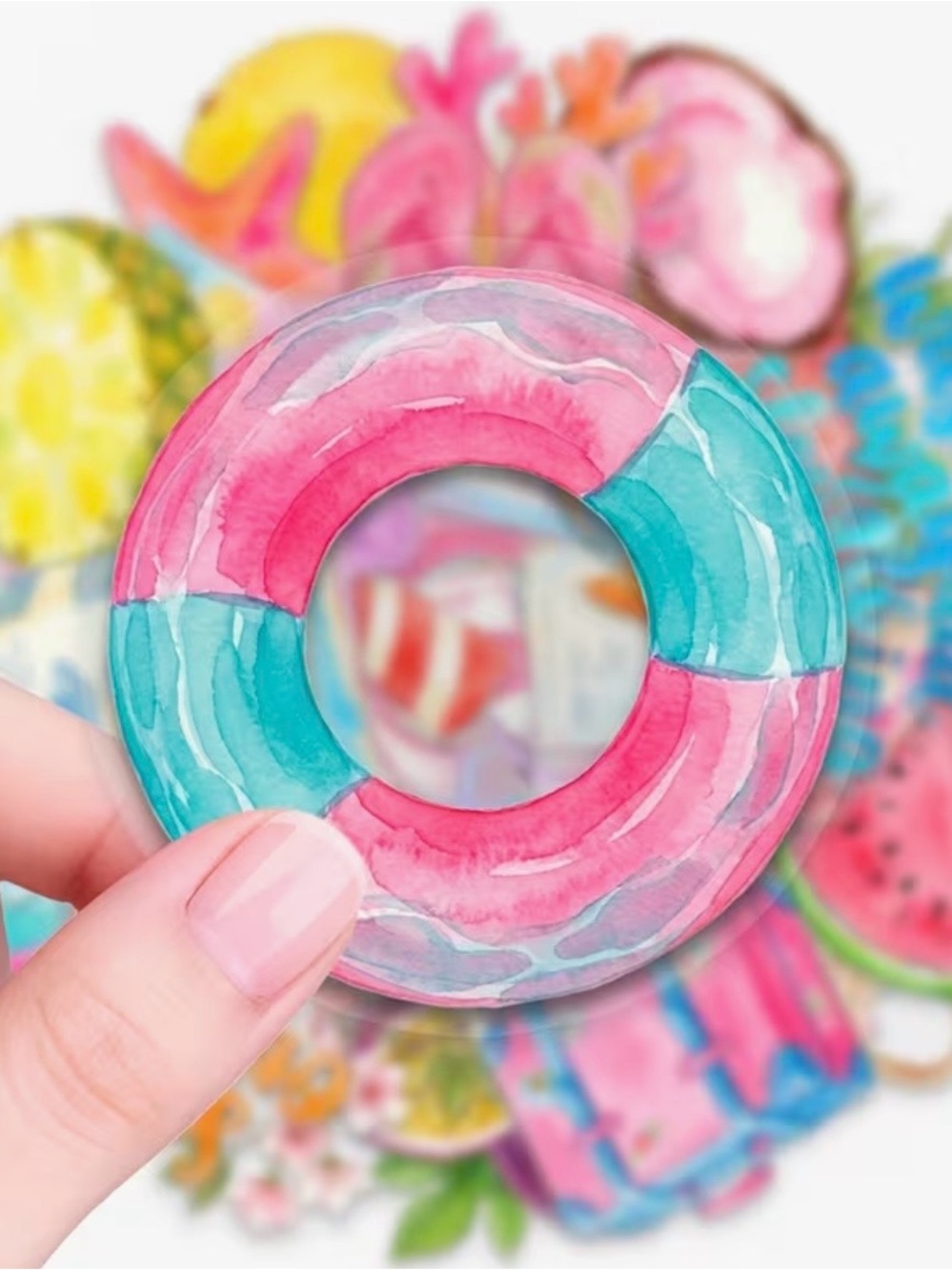 50 Beach Life Summer Stickers Pink & Blue Palm Tree Waves Sun Coconut Vacation - Picture 3 of 14